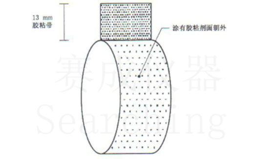 濟(jì)南賽成VOC-01環(huán)形初粘儀測(cè)試時(shí)，將膠帶式樣彎轉(zhuǎn)成如圖這樣的環(huán)形試樣，有膠面朝外